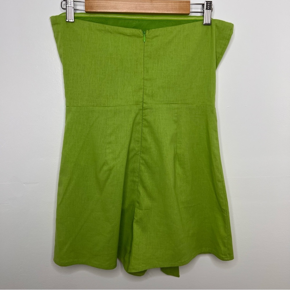 Urban Outfitters Lime Green Strapless Tie-Waist Romper - Picture 8 of 8